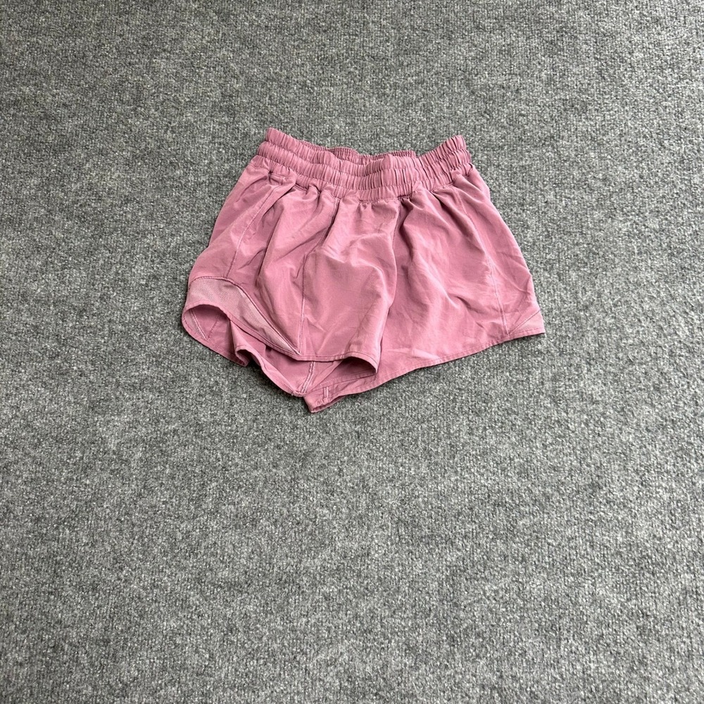 Lululemon Shorts Womens Size 4 Mauve Pink Hotty Hot Low Rise Athletic Mesh Stain